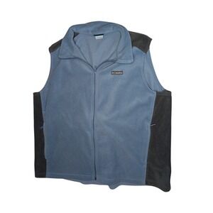 Columbia Men's Fleece Vest Blue Gray 4XT Outdoor Hiking Zip Up Steens Mountain